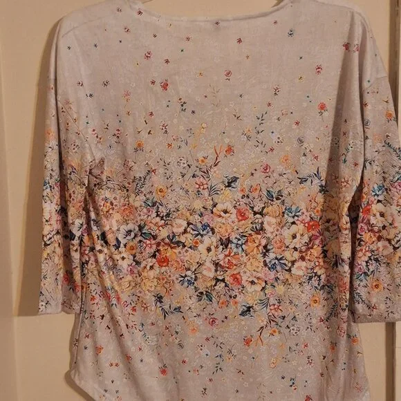 spring henley neck casual print 3/4 length sleeve - Picture 7 of 9